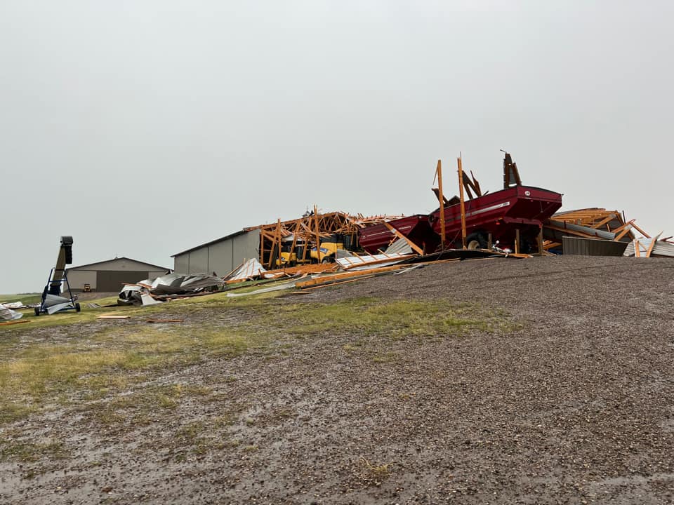 Damage to a building 6 miles north of Isabel, SD - Photo from Marisa Lindskov